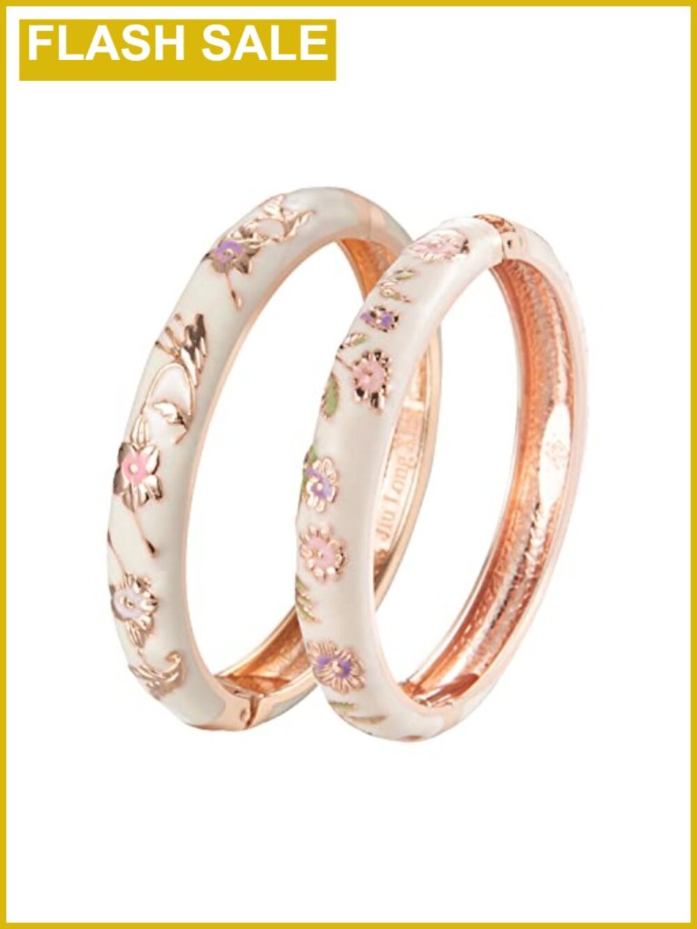 Cloisonne Enamel Cuff Bracelets 2 Pc Set Gold Plated Hinged Bangles for Women